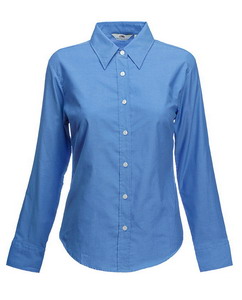 . New Lady-fit Long Sleeve Oxford Shirt, atlantic blue_M, 70% /, 30% /