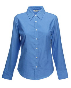 . New Lady-fit Long Sleeve Oxford Shirt, atlantic blue_S, 70% /, 30% /